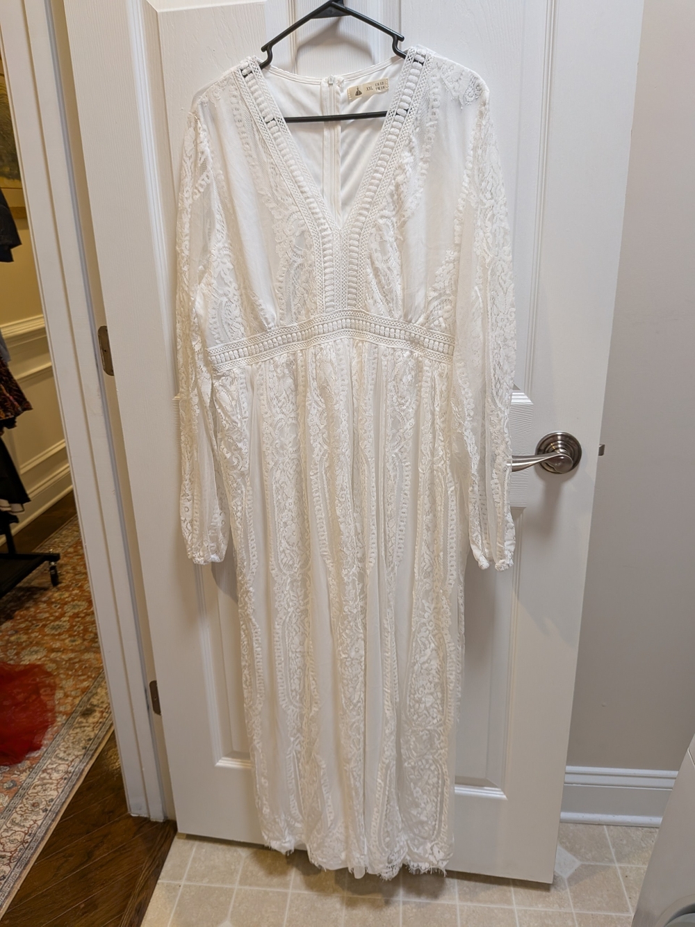 Boho Lace Long Sleeve White Maxi Dress - Unbranded